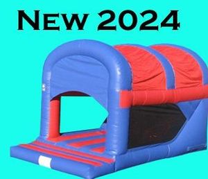 Garden Jump and Rear Slide Red and Blue Bouncy Castle 1162